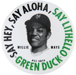 WILLIE MAYS SCARCE EARLY 1970s BUTTON WHICH PROMOTES A BUTTON MAKER.