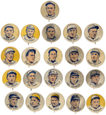 BUTTON GUM ISSUED BASEBALL PLAYERS 21 OF 25 FROM 1930s SET.