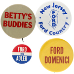 FOUR FORD BUTTONS INCLUDING "BETTY'S BUDDIES," NEW JERSEY YOUNG REPUBLICANS AND PAIR OF COATTAILS.