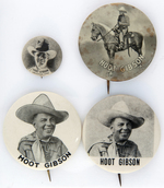 HOOT GIBSON FOUR 1930s SCARCE TO RARE BUTTONS.