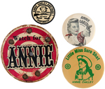 FOUR ANNIE OAKLEY BUTTONS.