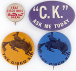 CISCO KID FOUR RARE BUTTONS C. LATE 1940s.