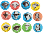 TV WESTERN STARS OF THE 1950s GROUP OF 12 BUTTONS.