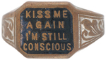 RARE 1930s RING PAIR WITH COMIC SLOGAN AND PENMANSHIP CLUB MEMBERSHIP LOGO.