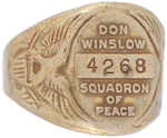 "DON WINSLOW SQUADRON OF PEACE" SCARCE RING FROM IODENT WITH LOW SERIAL NUMBER.