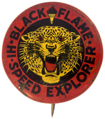 BLACK FLAME OF THE AMAZON BUTTON AND SCARCE RING FROM HI-SPEED GASOLINE.