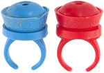 QUISP SPACE WHISTLE PAIR OF RINGS IN TWO COLOR VARIETIES PLUS TWO ORIGINAL PACKAGING CARDS.