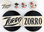 ZORRO FIVE USA BUTTONS AND ONE FROM AUSTRALIA.