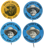 GENE AUTRY RARE DAIRY BUTTON AND THREE NAMING ENDORSED BREADS.