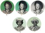 DALE EVANS THREE DIFFERENT BUTTONS AND A MATCHING ROY/DALE PAIR.