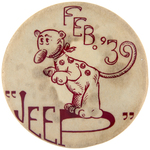 "'JEEP' FEB. '39" HIGH SCHOOL GRADUATION MASCOT BUTTON.