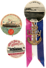 GREAT LAKES AND ATLANTIC OCEAN TRIO OF SCARCE BOAT BUTTONS.