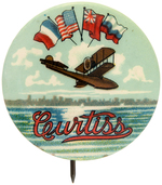 "CURTISS" AEROPLANE & MOTOR COMPANY BEAUTIFULLY COLORED WORLD WAR I ERA BUTTON.