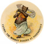 "FATIMA" DANCING BEAR BUTTON LIKELY FROM 1898 TRANS-MISSISSIPPI EXPO.