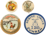 FOUR EARLY AND RARE SHRINE FRATERNAL BUTTONS.