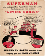 "SUPERMAN - ACTION COMICS" 1939 NEWSSTAND PROMOTIONAL FLYER.