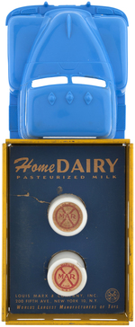 MARX "HOME DAIRY" TRUCK WITH ORIGINAL GLASS BOTTLES.