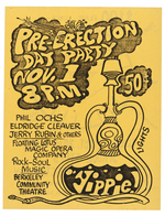 YIPPIE “PRE-ERECTION (SIC) DAY” ANNOUNCEMENT AND BERKELEY CONCERT HANDBILL.