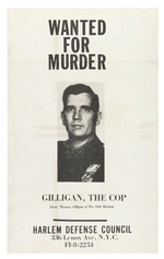 HARLEM RIOTS "WANTED FOR MURDER GILLIGAN, THE COP" POSTER.