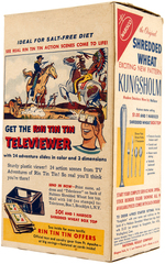 NABISCO "SHREDDED WHEAT" CEREAL BOX WITH "RIN TIN TIN TELEVIEWER" PREMIUM.