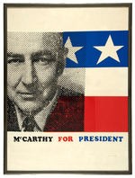 "McCARTHY FOR PRESIDENT" 1968 FRAMED POSTER SIGNED BY CREATOR "ART WOOD."