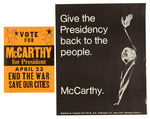 EUGENE McCARTHY (3) 1968 POSTERS/SIGNS AND SMALL 1972 SIGN.