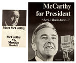 EUGENE McCARTHY (3) 1968 POSTERS/SIGNS AND SMALL 1972 SIGN.