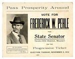 PROGRESSIVE TICKET 1912 MISSOURI STATE SENATOR CARDBOARD SMALL SIGN.