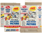 POST CEREAL BOX PAIR WITH "MIGHTY MOUSE MAGIC MYSTERY PICTURE" OFFER & PREMIUMS.