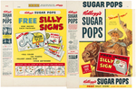 KELLOGG'S "SILLY SIGN" FILE COPY CEREAL BOX FLAT & "EGGHEAD" PREMIUM SET & SIGN.