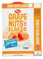 POST "GRAPE-NUT FLAKES" CEREAL BOX FLAT PAIR WITH "3-DIMENSIONAL JET FIGHTER" CUT-OUTS.