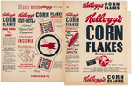 KELLOGG'S "CORN FLAKES" CEREAL BOX FLAT PAIR WITH "TOM CORBETT SPACE CADET" CUT-OUTS.