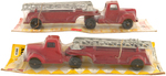 TOOTSIETOY B MACK/L MACK FIRE LADDER TRUCK CARDED PAIR.