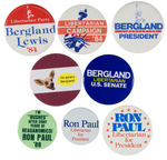 LIBERTARIAN PARTY PRESIDENTIAL CAMPAIGN BUTTON COLLECTION 1972 THROUGH RON PAUL 1988.