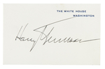 "HARRY S. TRUMAN" SIGNED WHITE HOUSE CARD.