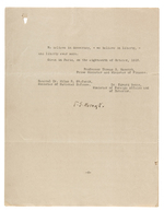 CZECHOSLOVAKIA SIX PAGE RELEASE DECLARING INDEPENDENCE OCTOBER 19, 1918 SIGNED BY FUTURE PRESIDENT.