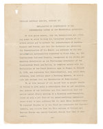 CZECHOSLOVAKIA SIX PAGE RELEASE DECLARING INDEPENDENCE OCTOBER 19, 1918 SIGNED BY FUTURE PRESIDENT.