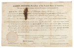 JAMES MONROE SIGNED LAND GRANT FROM APRIL OF 1818.