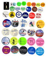 LIBERTARIAN PARTY LARGE COLLECTION OF SLOGAN BUTTONS.