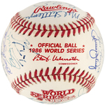 1986 WORLD SERIES CHAMPS NEW YORK METS TEAM-SIGNED BASEBALL.