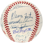 1986 WORLD SERIES CHAMPS NEW YORK METS TEAM-SIGNED BASEBALL.