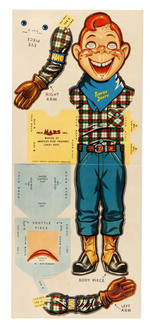 "HOWDY DOODY ANIMATED PUPPET" & "POLL PARROT'S CLARABELL TUK A TAB MASK" PREMIUM PAIR.