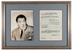 LOU COSTELLO SIGNED CONTRACT FRAMED DISPLAY.