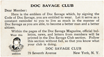 "DOC SAVAGE CLUB" STUD, CARD & RARE ENVELOPE.