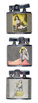 PIN-UP LIGHTER TRIO AND POCKETKNIFE.