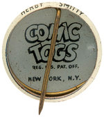 FIVE VERY SCARCE BUTTONS FROM THE COMIC TOGS SET.