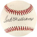 TED WILLIAMS SINGLE-SIGNED BASEBALL.