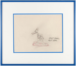 DONALD DUCK "THE DOGNAPPER" FRAMED PRODUCTION DRAWING SIGNED BY ARTIST MILT KAHL.