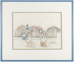 DONALD & DAISY DUCK FRAMED ORIGINAL ART BY DISNEY ANIMATOR DALE OLIVER.