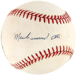 MUHAMMAD ALI SIGNED BASEBALL.